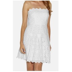 Laundry White Scalloped Corset Lace Dress